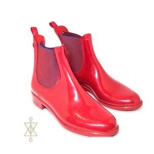 EUC IGOR Red Women's Pull On Chelsea Rain Boots Sz 38 From Germany
